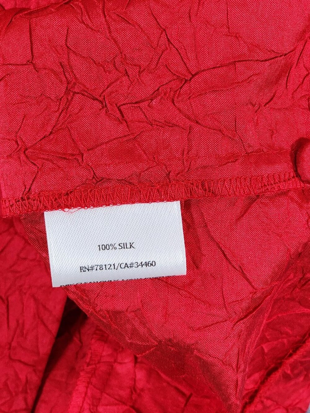 Eileen Fisher Red Crinkle Silk Jacket Top Lagenlook Plus Size 1X 3/4 Sleeve - Picture 8 of 8